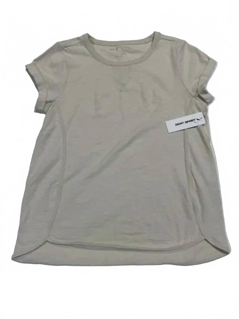 NEW DKNY women's sport v-inset roll-sleeve t-shirt in khaki
